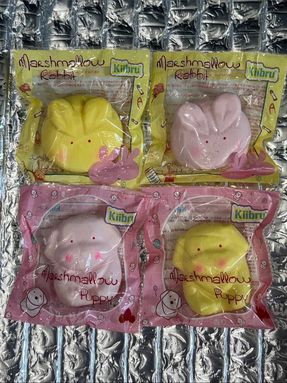 Kiibru Marshmallow Rabbit Puppy Squishy 4 Pack Set